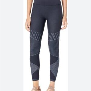 Spanx Seamless Moto Leggings, Size M, Very Black, Slimming & Smooth. Ribbed.